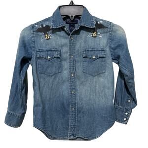 Polo by Ralph Lauren Youth Snap Pearl Button Aztec Long Sleeve Shirt Top 6